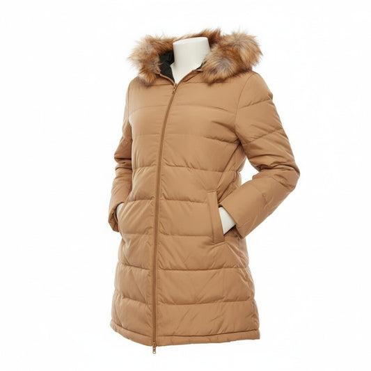 Wrangler Fur Trim Puffer Coat Camel, Women
