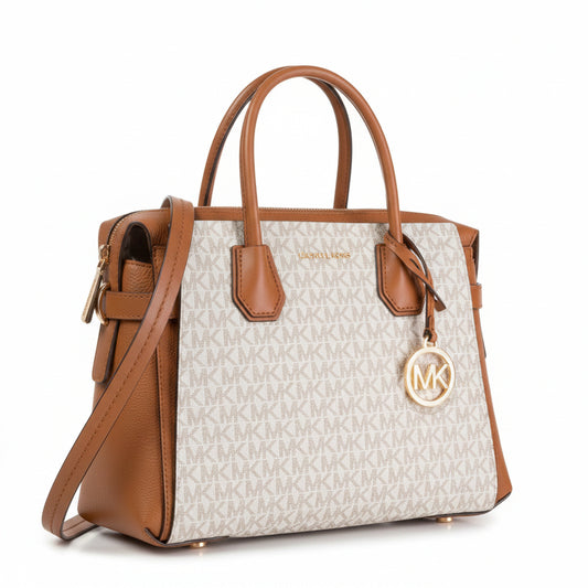 Michael Kors Signature Logo Handbag Vanilla Brown (35F2GM9S8B-VANILLA) Women