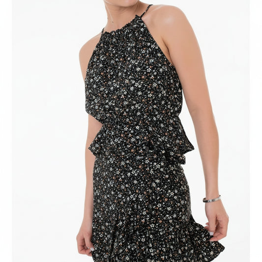 Pepe Jeans Perseis Floral Halter Dress Black (PL304484-0AA) Women