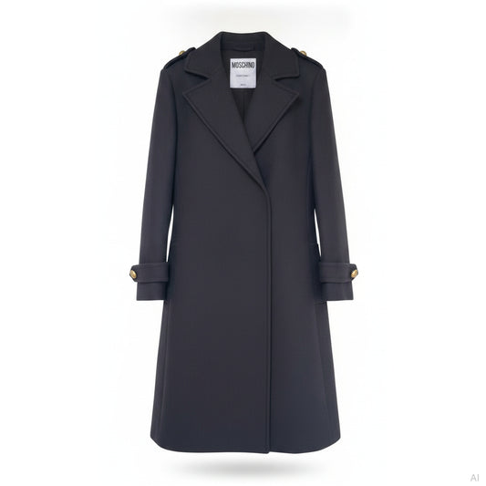 Moschino Military Wool Blend Coat Charcoal, Women