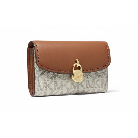 Michael Kors MK Logo Compact Wallet Vanilla Brown, Women