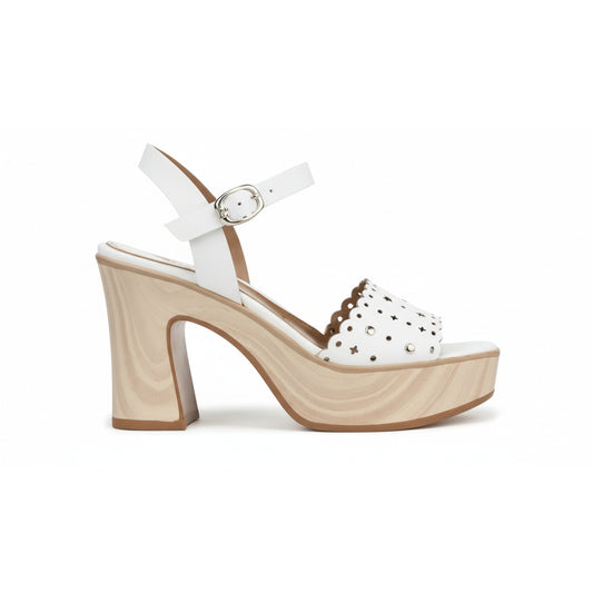 Michael Kors White Studded Platform Sandals (49S5SLMS1L-OPTIC-WHITE) Women