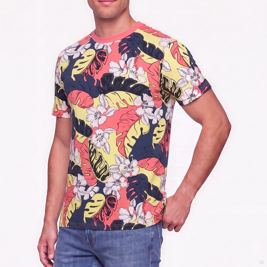 Moschino Tropical Floral Print T-Shirt Multicolor (A07019413-1213), Men