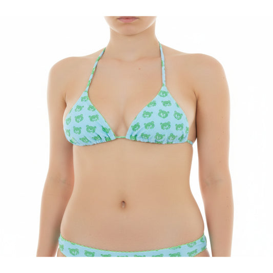 Moschino Bear Print Triangle Bikini Top Blue (A57349406-1305) Women
