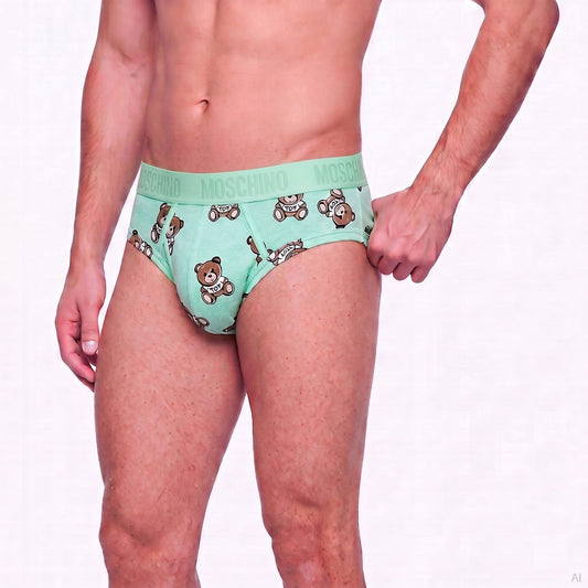 Moschino Teddy Bear Print Brief Mint Green (A13144417-1449), Men