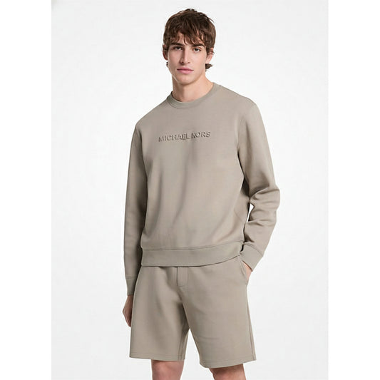 Michael Kors Embossed Logo Crew Sweatshirt Heather Grey, Men