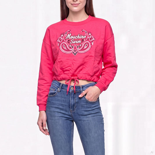 Moschino Swim Cropped Pink Sweatshirt (A17119430-0215), Women