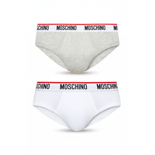 Moschino Logo Waistband Brief 2-Pack Grey White (A13924300-1489) Men