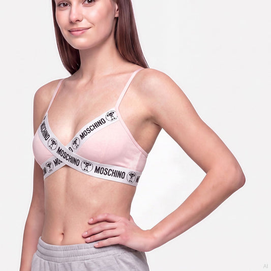 Moschino Logo Tape Triangle Bra Pink (A14174410-0227), Women