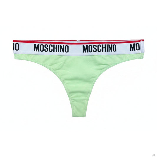 Moschino Logo Waistband Thong Green 2-Pack, Women