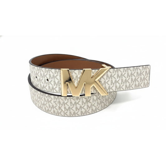 Michael Kors MK Logo Reversible Belt Vanilla Luggage, Women