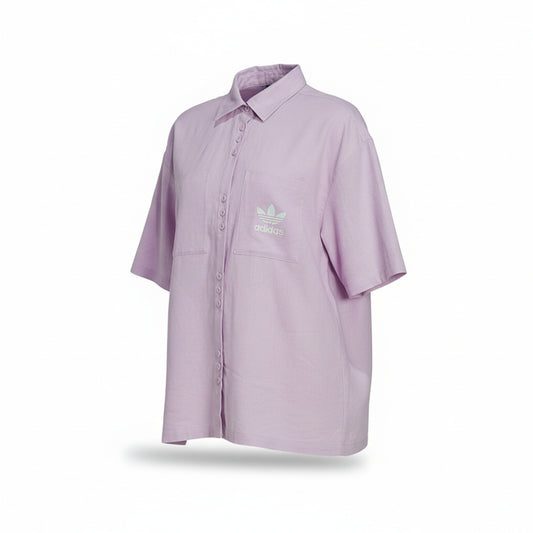 Adidas Originals Oversized Linen Shirt Purple, Women