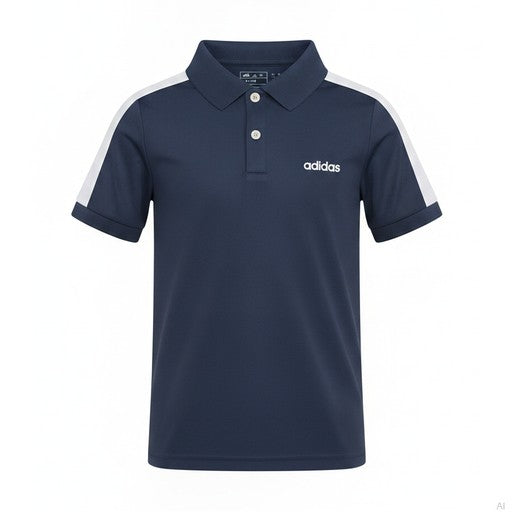 Adidas Navy Blue Short Sleeve Boys Polo Shirt (GC9807-NAVY), Kids