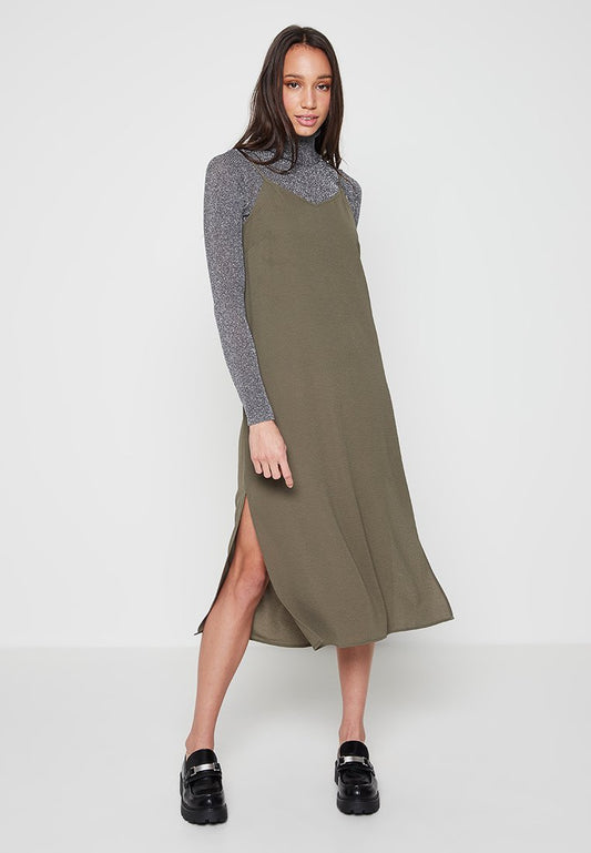 ONLY ONLNAYA POLY STRAP SLIP DRESS PTM Khaki (ZZO1T1K45-C00) Women