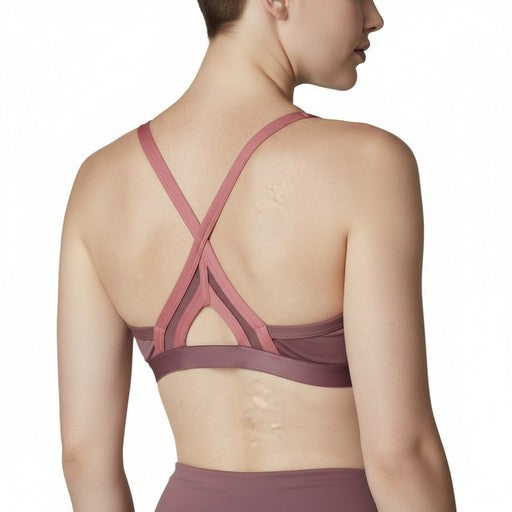 Adidas Crossback Sports Bra Burgundy Pink, Women