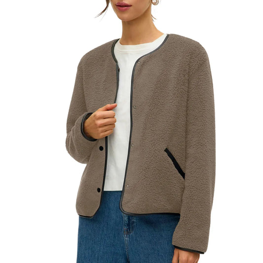 Vero Moda Candice Short Fleece Jacket (10331711-FOSSIL) Women