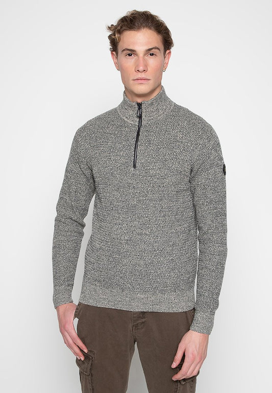 NO EXCESS Jumper Half Zipper 2 Coloured Melange Responsible Choice Grey (ZZO220S06-B00) Men