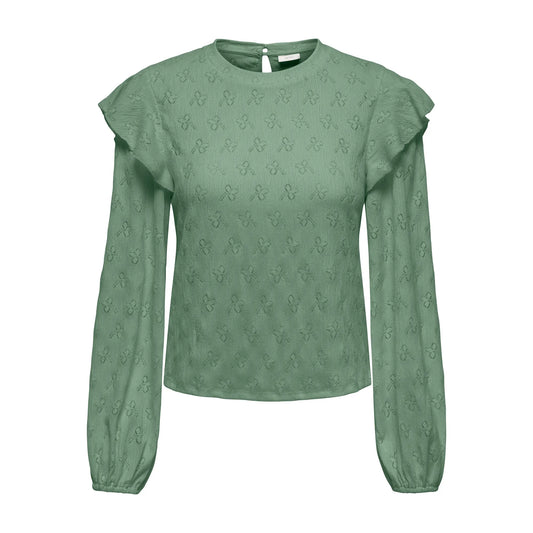 JDY Lollie Life Frill Longsleeve Top (15363217-HEDGEGREEN) Women
