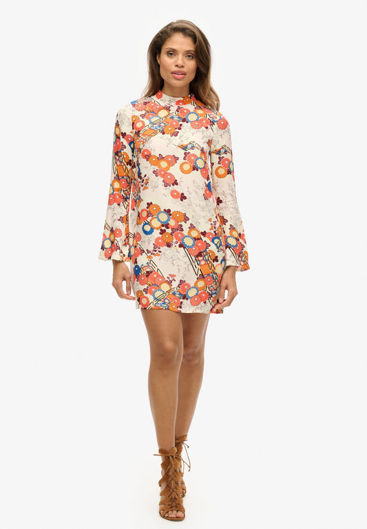 Superdry & Co Printed Long Sleeve Mini Dress Light Yellow (SU221C0US-E11) Women