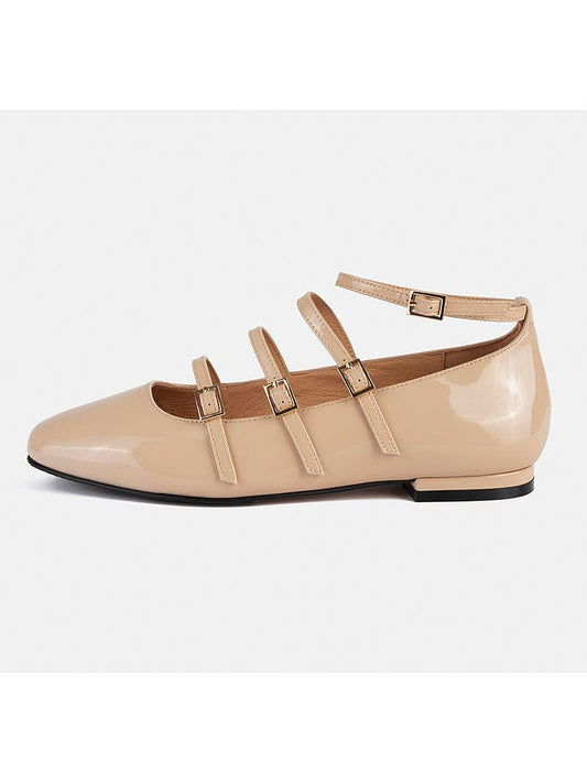 loft37 Leather Mary Janes "Cheers" Beige Women