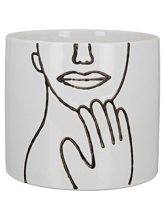 GILDE Plant Pot Cover "Timido" White (W)15,5 x (H)14 cm Unisex
