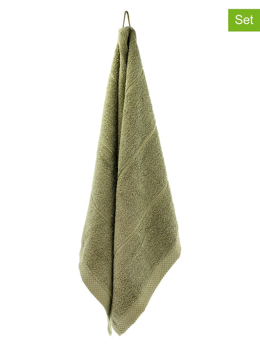 SÖDAHL 2-Piece Set: Towels "Line" Olive (L)100 x (W)50 cm Unisex