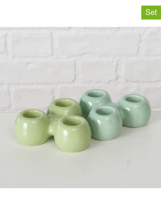 Boltze 2-Piece Set: Candelabra "Ronda" Green / Mint (H)3,5 cm Unisex