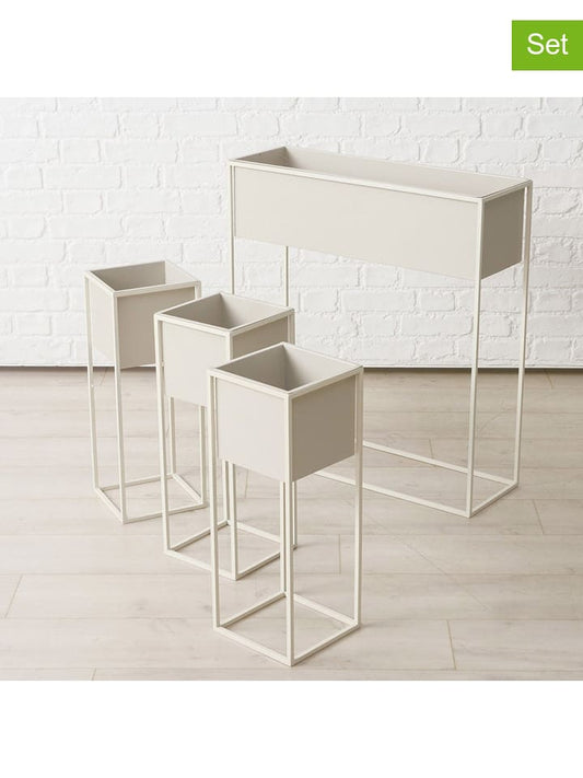 Boltze 4-Piece Set: Plant Pot Covers "Hola" Cream Unisex
