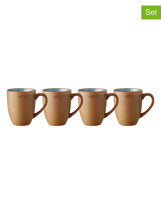 Bitz 4-Piece Set: Mugs Light Brown / Light Blue 300 ml Unisex
