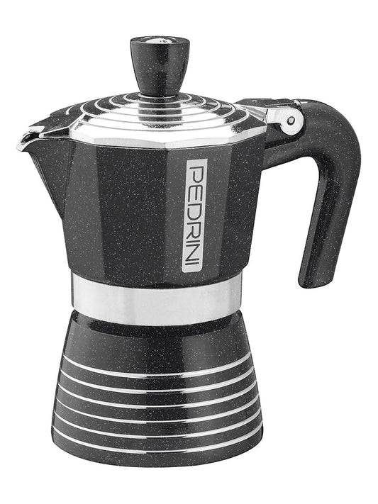 Pedrini Stovetop Espresso Maker "Infinity Rock" Black / Silver 2 cups Unisex
