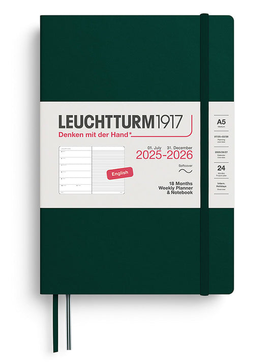 LEUCHTTURM1917 Weekly Planner & Notebook Dark Green A5, ENG Unisex