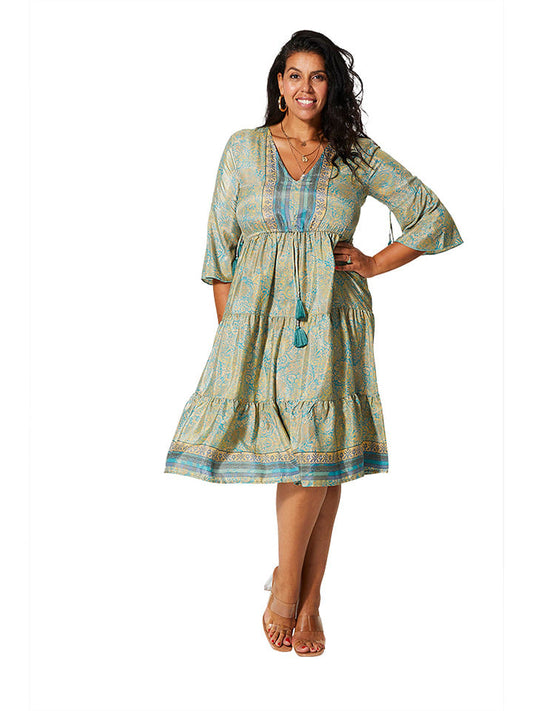 Aller Simplement Dress Light Blue / Green Women