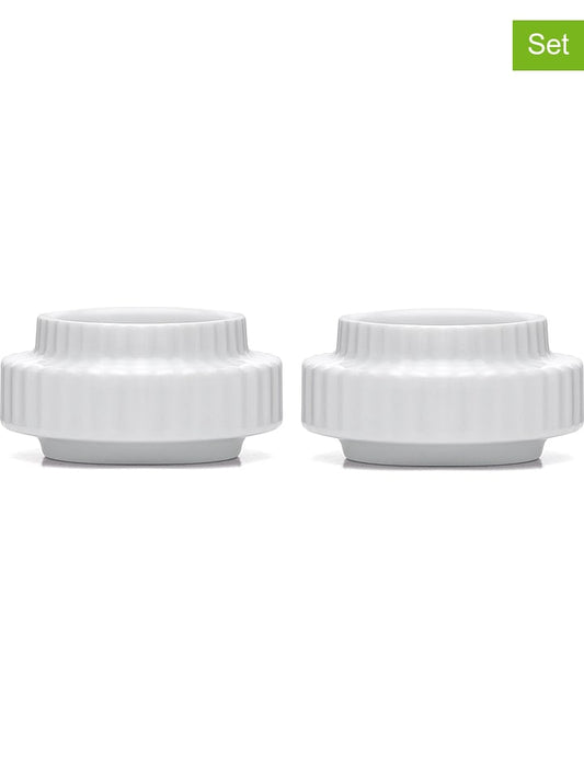 LYNGBY 2-Piece Set: Tealight Holder White (H)3 x Ø 6,5 cm Unisex