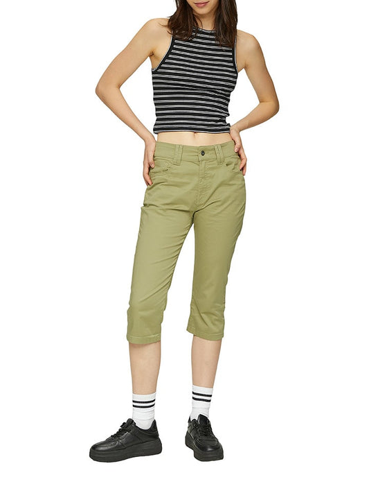 QS by S. Oliver Capri Trousers Khaki Women