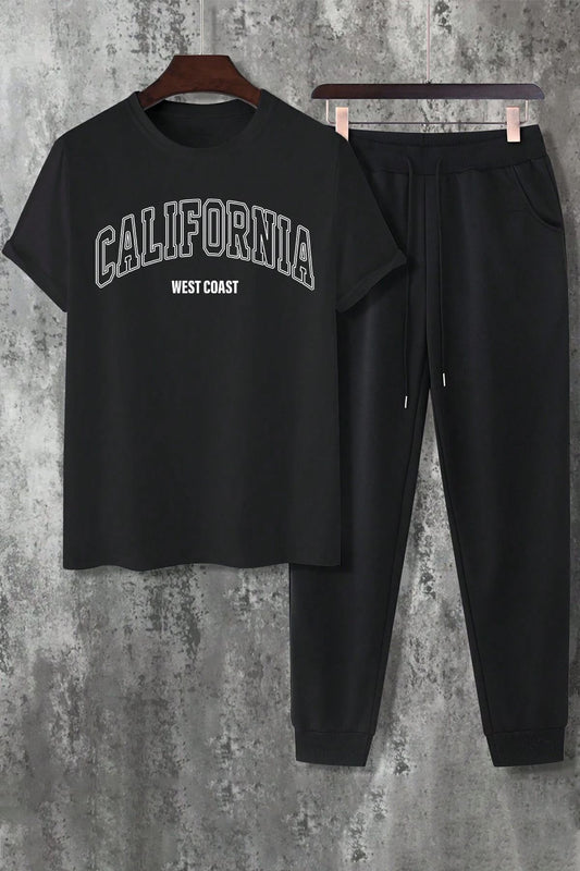 uyguntarz Unisex California 2-Piece Tracksuit Set Black Unisex
