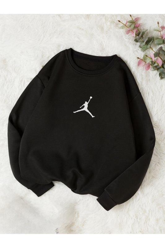 My Blog Black Oversize Basketball Printed Sweatshirt Women