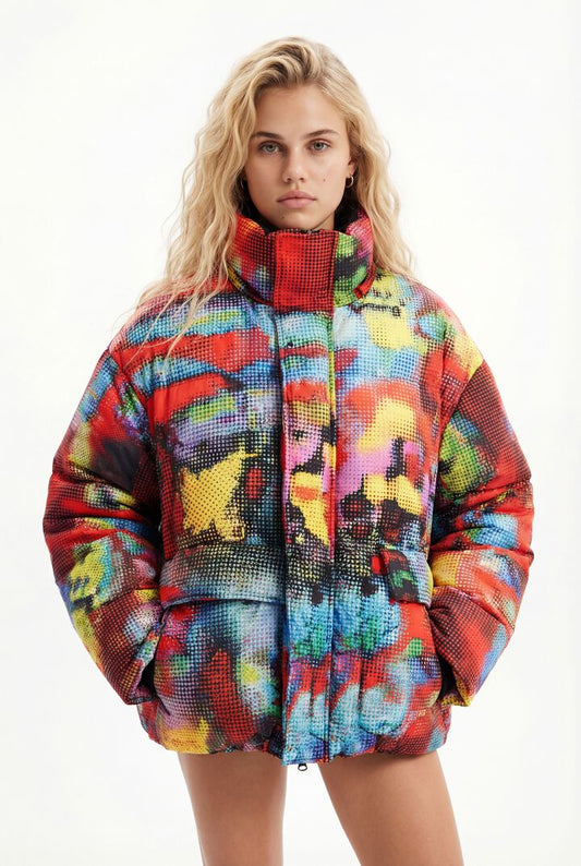 Desigual Coat Pixel Racing Red (23WWEWBG_3202) Women