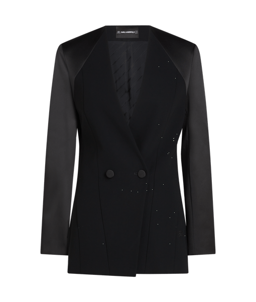 Karl Lagerfeld Satin Sleeve Tailored Blazer Black (246W1404999) Women