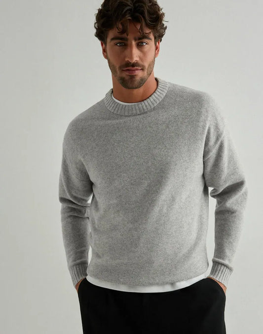 Jack & Jones Core JCOFADE KNIT CREW NECK STYD AW25 Light Grey Melange (12294893-Light Grey Melange) Men