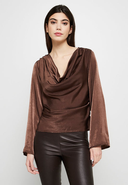 ONLY BLOUSE - OPEN NECKLINE FEM WOV PL100 Dark brown (ZZO1TK304-O00) Women