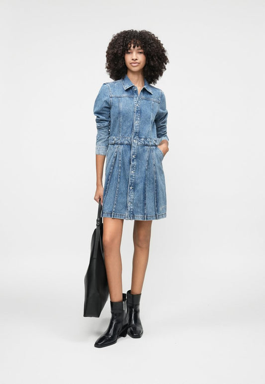 Karl Lagerfeld Jeans Klj Denim Pleated Dress Mid Blue (B1W130361VA) Women