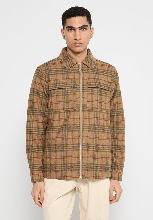 REVOLUTION A long sleeve overshirt in a checkered pattern with lining (ZZO32T328-O00) Men