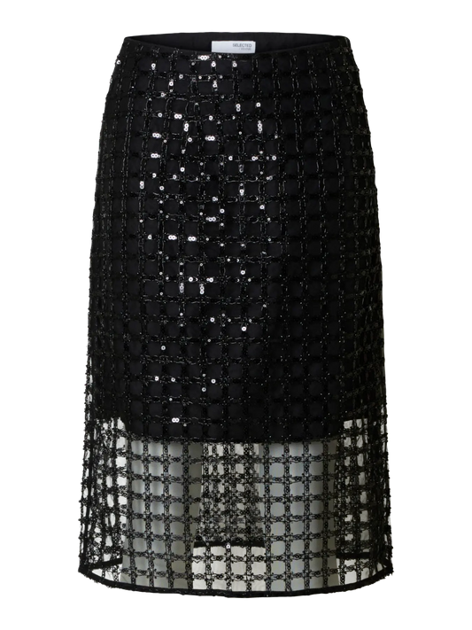 Laren High Waist Midi Sequins Skirt Black (16099456) Women
