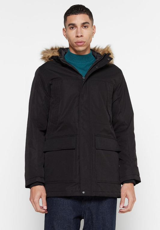 Jack & Jones JWHCHRIS PARKA FUR HOOD Black (ZZO276F09-Q00) Men