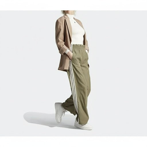 Adidas Olive Green Wide-Leg Track Pants, Women