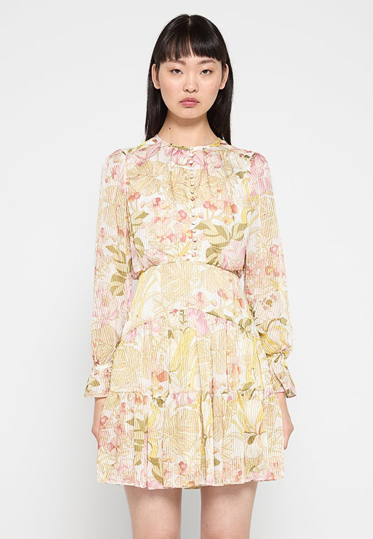 WMD-ABBYIA-Long Sleeve Button Up Tiered Mini Dress Women