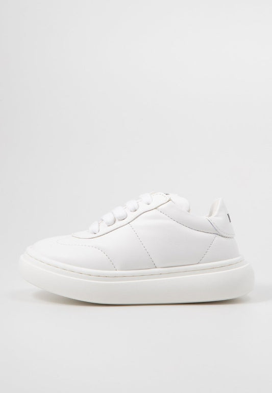 MSGM PUFFY EFFECT LEATHER LACE-UP LOW SNEAKERS White (ZZO2JFW19-A00) Kids