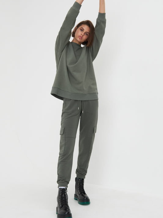 Sinsay hoodless sweatshirts Khaki (2381F-97X) Women