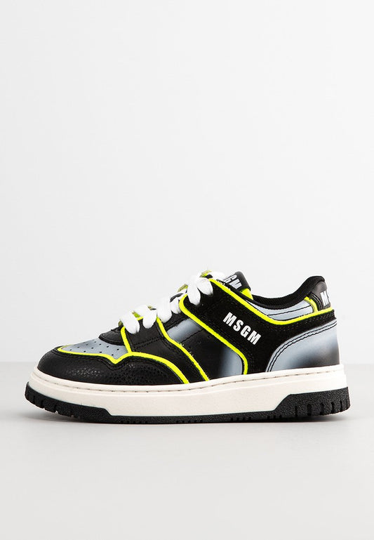 MSGM SHADED PRINT LEATHER LOW TOP SNEAKERS LACE UP Black (ZZO2LMY07-Q00) Kids