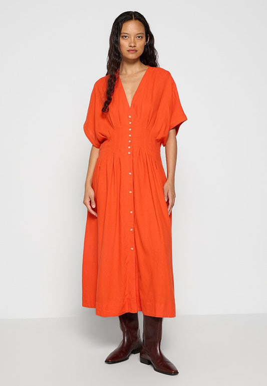 Scotch & Soda Multi pleated dolman dress Orange (ZZO32WA26-H00) Women